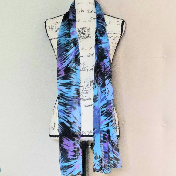 Miley Cyrus/Max Azria Purple & Black Knit Scarf - Plus 4 Lightweight Scarves Lot - Picture 6 of 8